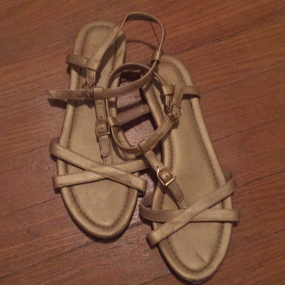 J crew golden gladiator sandals